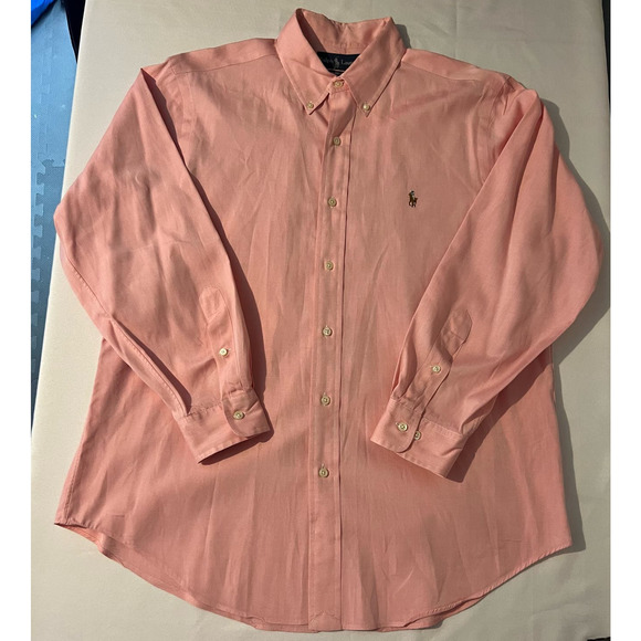 Men's RALPH LAUREN Pink Button Down Long Sleeve Dress Shirt 16 32/33 100% Cotton - Picture 3 of 9